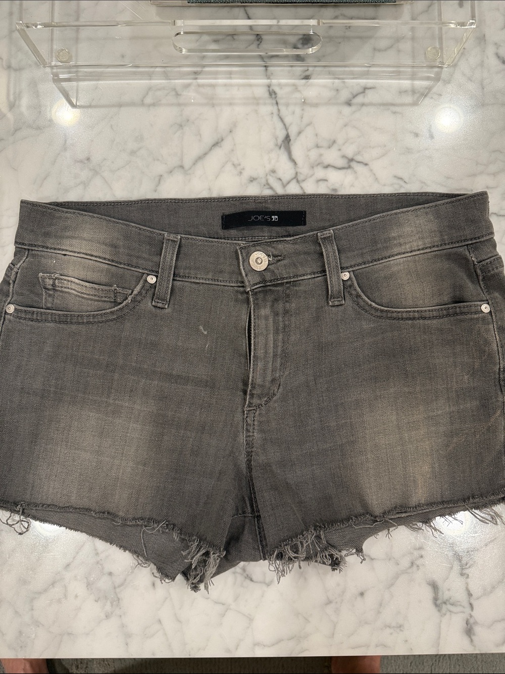 Joe's Jeans Gray Frayed-Hem Denim Cutoff Shorts